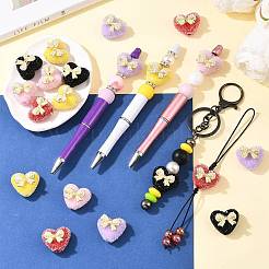 5Pcs Resin and Alloy Heart Beads&nbsp;RESI-SZ0002-17A