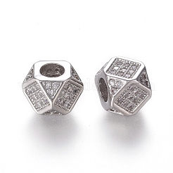 Brass Micro Pave Cubic Zirconia Beads&nbsp;ZIRC-L088-01B-P