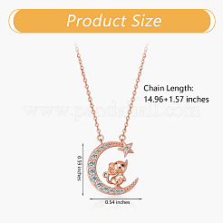 Chinese Zodiac Necklace Mouse Necklace 925 Sterling Silver Rose Gold Rat on the Moon Pendant Charm Necklace Zircon Moon and Star Necklace Cute Animal Jewelry Gifts for Women&nbsp;JN1090A