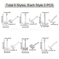 12Pcs 6 Style 304 Stainless Steel Pendants&nbsp;STAS-DC0005-43