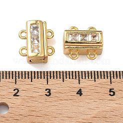 Brass Micro Pave Clear Cubic Zirconia Magnetic Clasps&nbsp;KK-C066-17G