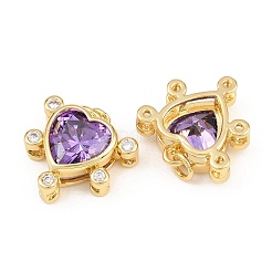 Brass Micro Pave Cubic Zirconia with Glass Pendants&nbsp;KK-L275-62G-01