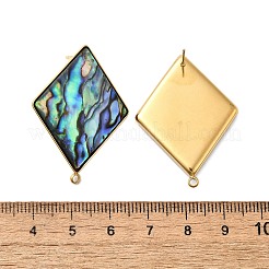 304 Stainless Steel Pave Natural Paua Shell Stud Earring Findings&nbsp;STAS-Z125-05G