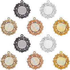 50Pcs 5 Colors Alloy Pendant Cabochon Settings&nbsp;FIND-SC0020-18