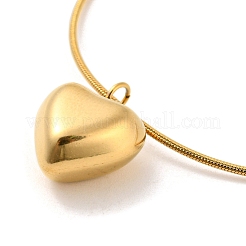 Ion Plating(IP) 304 Stainless Steel Heart Pendant Necklace with Round Snake Chains for Women&nbsp;NJEW-G085-13G