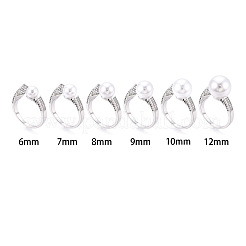 Brass Micro Pave Clear Cubic Zirconia Cuff Ring Settings&nbsp;KK-T076-53P