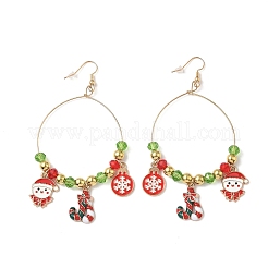 Christmas Theme Alloy Enamel Dangle Earrings&nbsp;EJEW-B068-01G-03