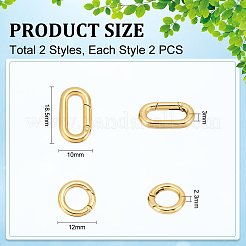 4Pcs 2 Styles Ion Plating(IP) 304 Stainless Steel Spring Gate Rings&nbsp;STAS-UN0050-05