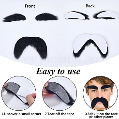 Plush Cloth Simulated 2Pcs Beard & 2 Pairs Eyebrow&nbsp;AJEW-GF0012-33