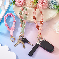 3Pcs Cotton Braided Flower Pendant Decorations&nbsp;AJEW-TA0002-72D