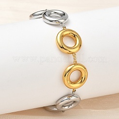 Two Tone 304 Stainless Steel Dual-Tone Orbit Chain Bracelets for Women&nbsp;BJEW-A169-14GP