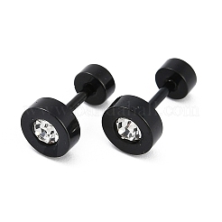 Flat Round Crystal Rhinestone Ear Fake Plugs&nbsp;EJEW-H105-21EB-B