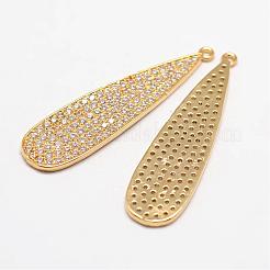 Teardrop Brass Micro Pave Cubic Zirconia Pendants&nbsp;ZIRC-L053-23G