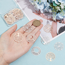 36Pcs 9 Style Rack Plating Brass Filigree Pendants&nbsp;KKC-BC0001-02