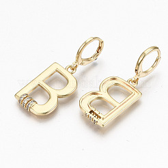 Brass Micro Pave Clear Cubic Zirconia Huggie Hoop Earrings&nbsp;KK-R117-047-NF