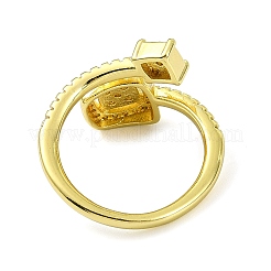 Brass with Cubic Zirconia Open Cuff Ring&nbsp;RJEW-B051-04G