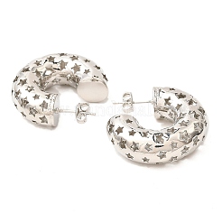 Hollow Star Brass Stud Earrings&nbsp;EJEW-K245-38P-01