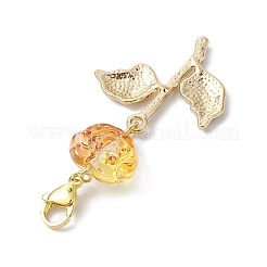 5Pcs 5 Colors Rose Glass Pendant Decorations&nbsp;HJEW-JM01915