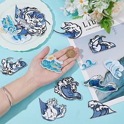 20Pcs 10 Styles Sea Wave Shape Computerized Embroidery Cloth Iron on/Sew on Patches&nbsp;DIAM-PH0001-01