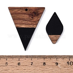 18Pcs 9 Styles Opaque Resin & Walnut Wood Pendants&nbsp;RESI-N053-04