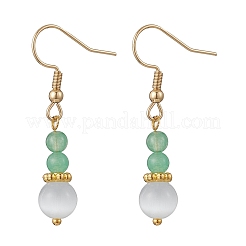Round Natural Malaysia Jade & Cat Eye Beaded Necklace & Bracelet & Dangle Earring Sets&nbsp;SJEW-JS01334