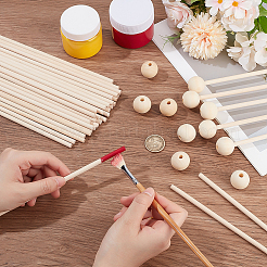 40Pcs Round Wooden Sticks&nbsp;WOOD-BC0001-35