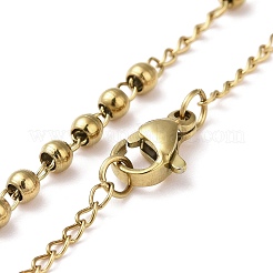 202 Stainless Steel Rosary Bead Necklaces&nbsp;NJEW-D060-01A-G
