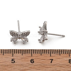 Brass Micro Pave Clear Cubic Zirconia Stud Earrings&nbsp;EJEW-R016-02P