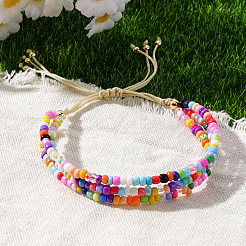Rondelle Glass Seed Bead Braided Bead Bracelets&nbsp;WP2117