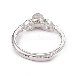 Heart Natural Labradorite Adjustable Rings&nbsp;RJEW-G273-13P-01