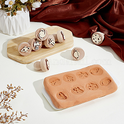 8Pcs 8 Styles Space Theme Round Wood Stamps with Handle&nbsp;DIY-PH00006