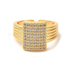 Rack Plating Brass Micro Pave Clear Cubic Zirconia Cuff Rings for Women&nbsp;RJEW-G325-13I-G