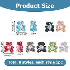 8Pcs 8 Styles Rhinestone Clay Pave Beads&nbsp;RB-HS0001-01