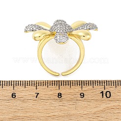 Brass Micro Pave Clear Cubic Zirconia Cuff Rings for Women&nbsp;RJEW-H248-02GP