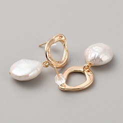 Shell Pearl Dangle Stud Earrings&nbsp;EJEW-WH0009-98