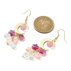 4 Pair 4 Color Glass Star Dangle Earrings&nbsp;EJEW-TA00267