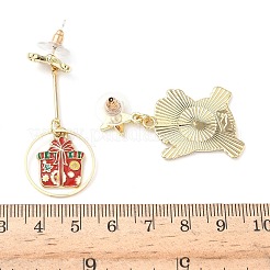 Christmas Alloy Enamel Dangle Stud Earrings&nbsp;EJEW-F399-04B-G