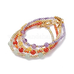 Natural & Synthetic Mixed Gemstone Beaded Bracelets Sets&nbsp;BJEW-JB06518