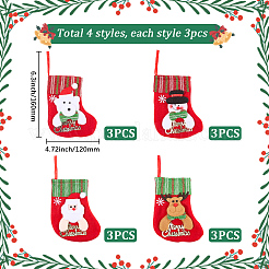 12Pcs 4 Styles Cloth Christmas Stocking Gift Bag Pendant Decoration&nbsp;FIND-SP0020-60D