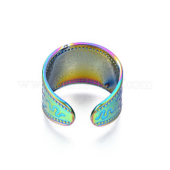 Ion Plating(IP) Rainbow Color 304 Stainless Steel Snake Pattern Open Cuff Ring&nbsp;RJEW-S405-257M