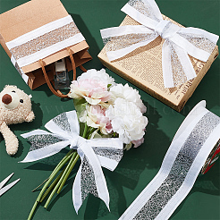 10 Yards Hot Stamping Polyester Satin Ribbons&nbsp;SRIB-WH0011-169B