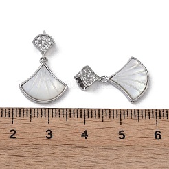Brass & Shell & Clear Cubic Zirconia Pendants&nbsp;KK-G497-17P