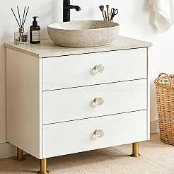 Clear Glass Flower Brass Drawer Cabinets Handles&nbsp;FIND-WH0141-144