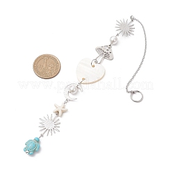 Synthetic Turquoise Starfish Turtle Beads Hanging Suncatchers&nbsp;HJEW-JM03446