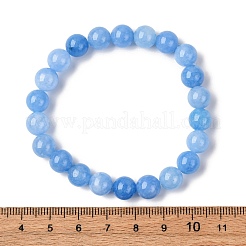 Natural Dyed Aquamarine Round Beads Stretch Bracelets for Women&nbsp;AP1591-3