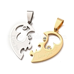 304 Stainless Steel Rhinestone Split Pendants&nbsp;STAS-F368-20GP