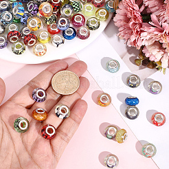 250Pcs 10 Colors Printed Transparent Resin European Beads&nbsp;RESI-PA0001-21