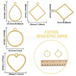 24Pcs 4 Styles Zinc Alloy Open Back Bezel Pendants&nbsp;FIND-CA0011-24
