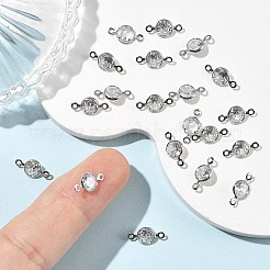 SHEGRACE Brass Pave Cubic Zirconia Flat Round Connector Charms&nbsp;XGRQ2O120-443A-P