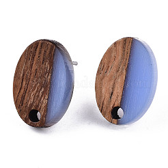 Resin & Walnut Wood Stud Earring Findings&nbsp;MAK-N032-004A-A08